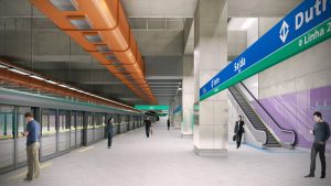 Obras da estação Dutra da Linha 2-Verde do Metrô em Guarulhos