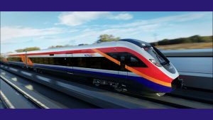 Renderização do Trem Intercidades Eixo Norte com novo layout tecnológico.