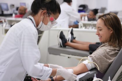 Campanha de doação de sangue no aeroporto de Guarulhos Terminal 2