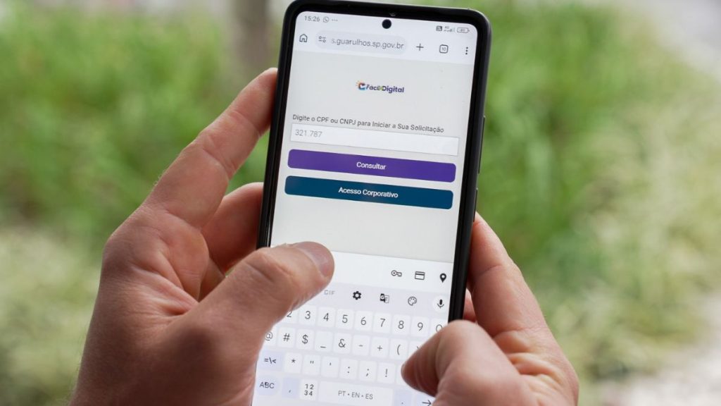 Tela da plataforma Fácil +Digital da Prefeitura de Guarulhos